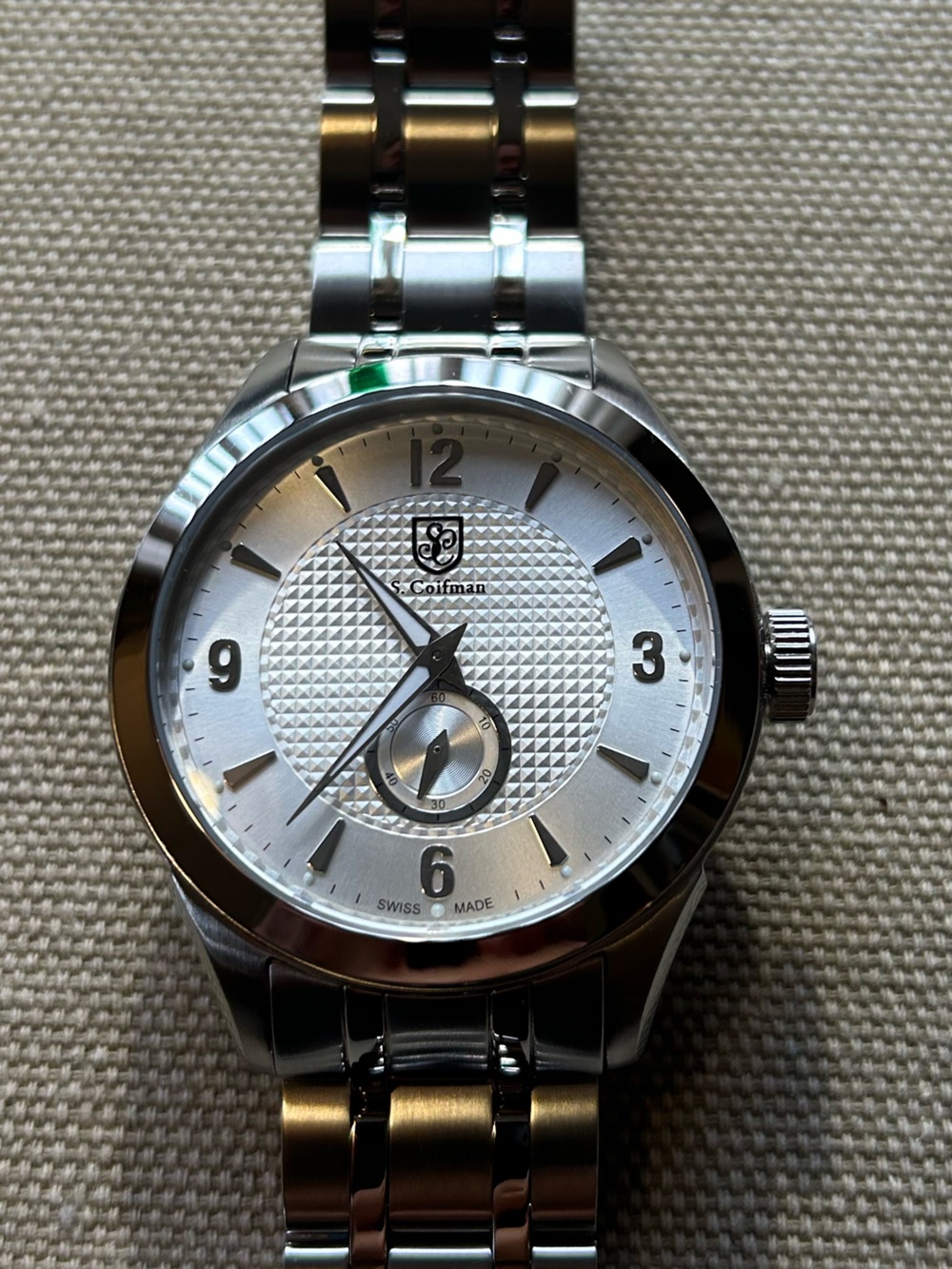 S CoifmanWatch With 45mm Silver Face with Silver Bracelet